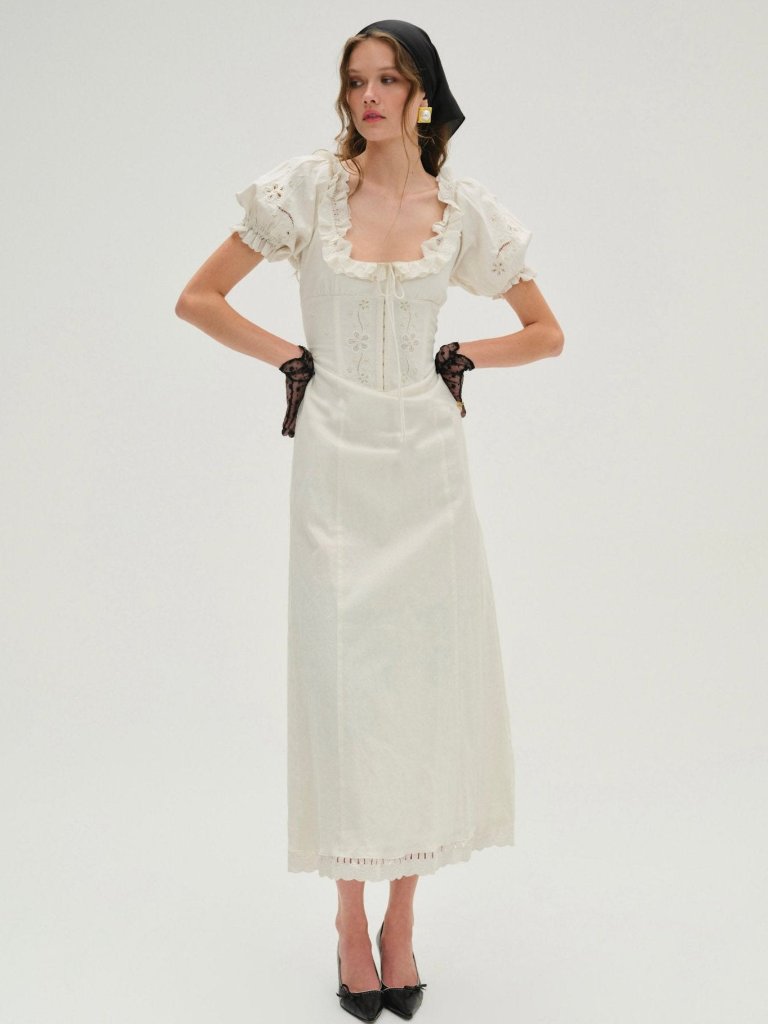 For Love & Lemons Adelie Midi Dress M / White